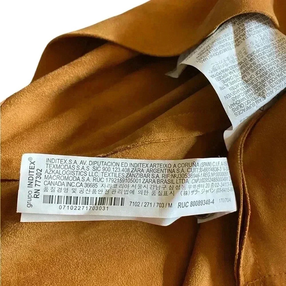 NWOT, ZARA, Faux Suede Decorative Pocket Mini Skirt, Medium, Caramel - Picture 6 of 8